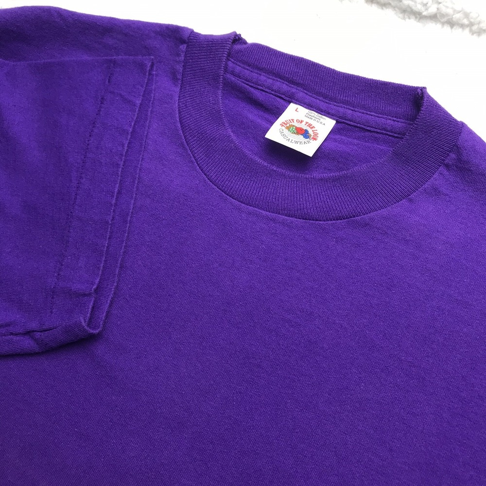 VTG 90s Fruit of the Loom T-shirt Mens M / L Purple USA Made Single Stitch Blank